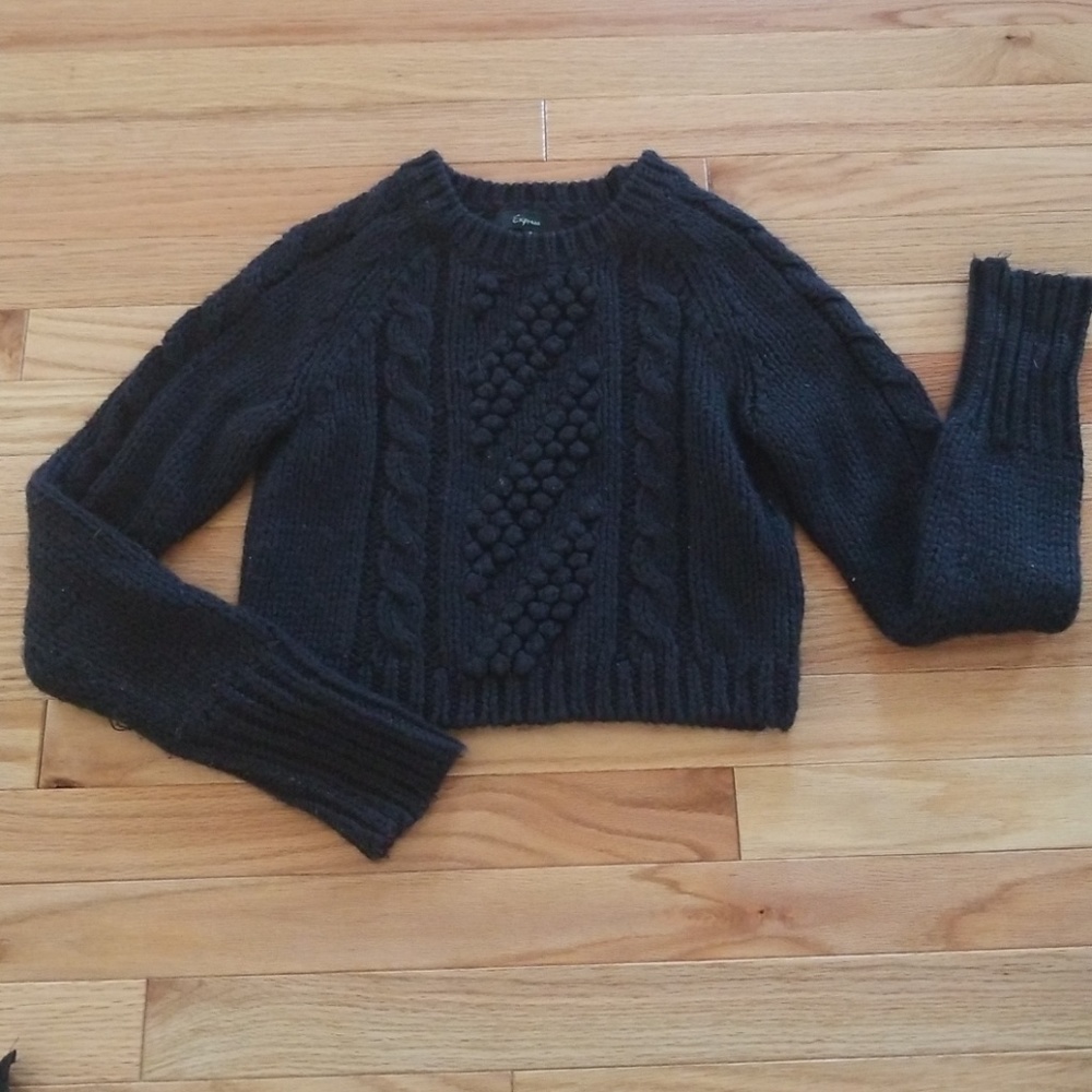 Crop Express  black sweater wool blend